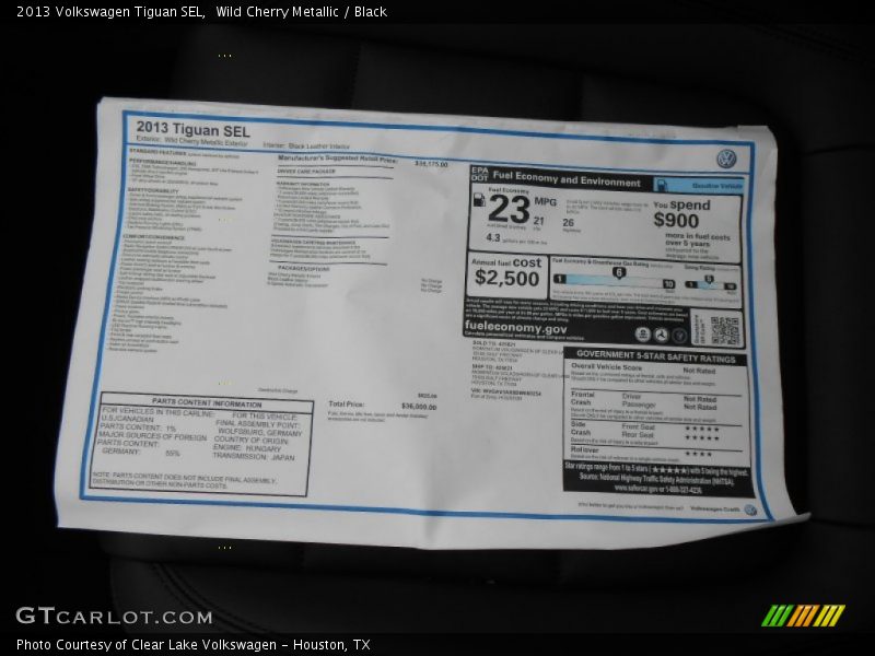 Wild Cherry Metallic / Black 2013 Volkswagen Tiguan SEL