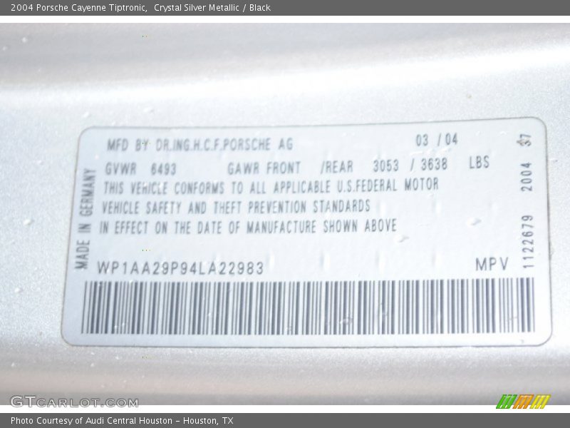 Crystal Silver Metallic / Black 2004 Porsche Cayenne Tiptronic