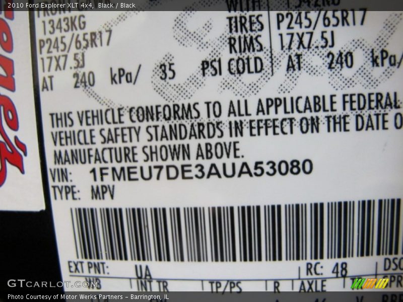 Black / Black 2010 Ford Explorer XLT 4x4