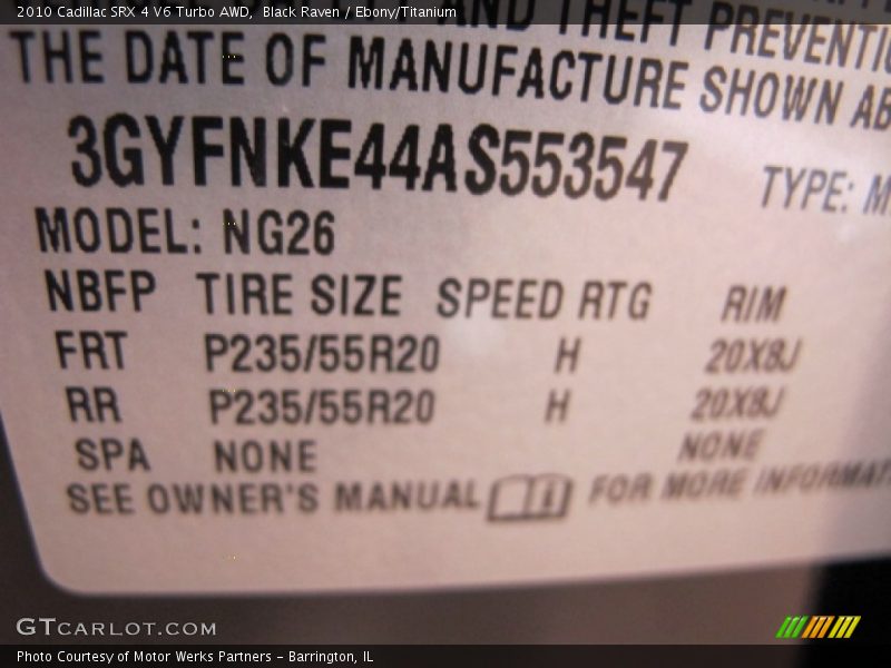 Black Raven / Ebony/Titanium 2010 Cadillac SRX 4 V6 Turbo AWD