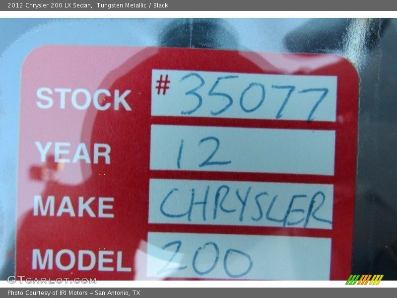 Tungsten Metallic / Black 2012 Chrysler 200 LX Sedan