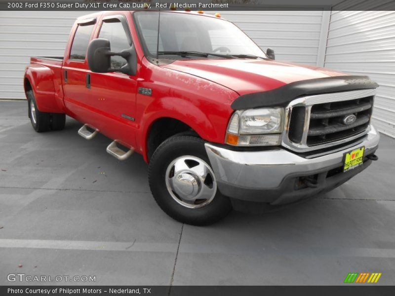 Red / Medium Parchment 2002 Ford F350 Super Duty XLT Crew Cab Dually
