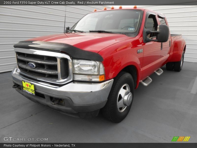 Red / Medium Parchment 2002 Ford F350 Super Duty XLT Crew Cab Dually
