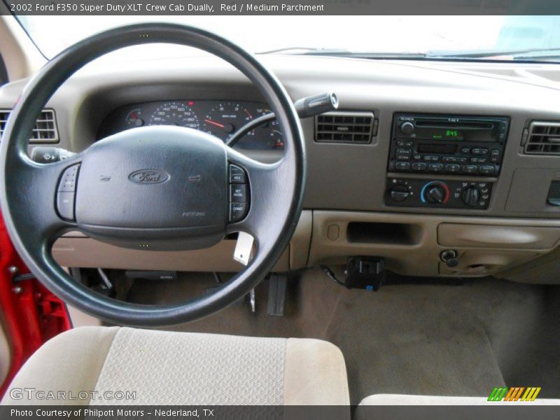 Red / Medium Parchment 2002 Ford F350 Super Duty XLT Crew Cab Dually