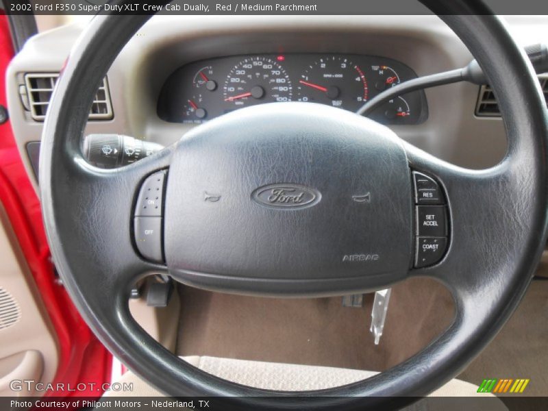 Red / Medium Parchment 2002 Ford F350 Super Duty XLT Crew Cab Dually