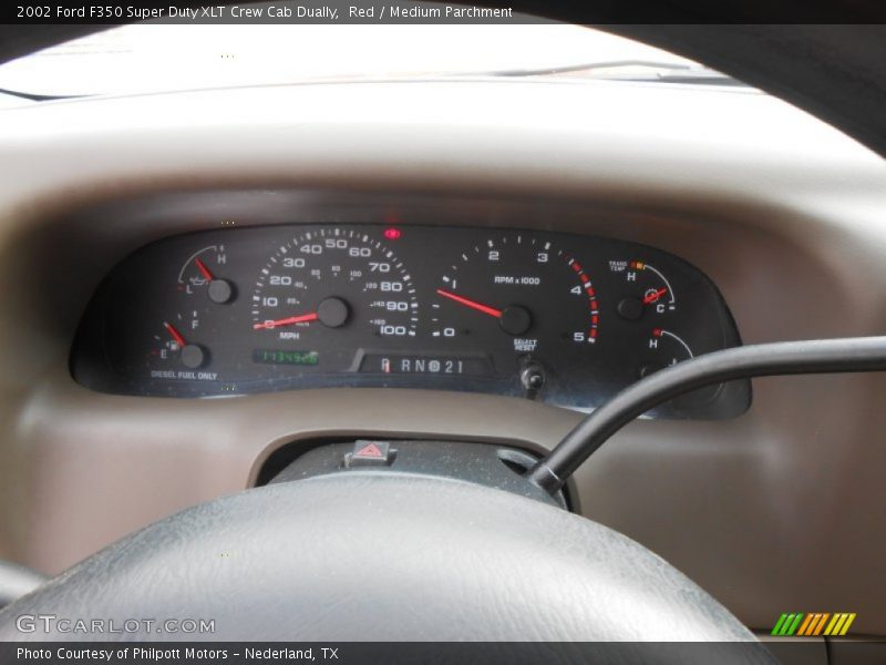 Red / Medium Parchment 2002 Ford F350 Super Duty XLT Crew Cab Dually