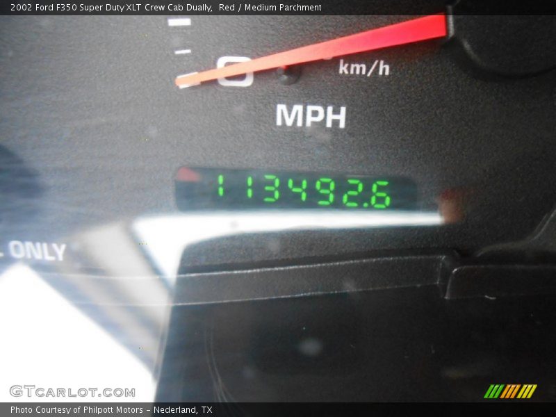 Red / Medium Parchment 2002 Ford F350 Super Duty XLT Crew Cab Dually