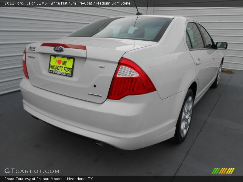 White Platinum Tri-Coat / Medium Light Stone 2011 Ford Fusion SE V6