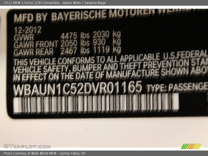 Alpine White / Savanna Beige 2013 BMW 1 Series 128i Convertible