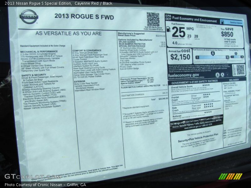 Cayenne Red / Black 2013 Nissan Rogue S Special Edition