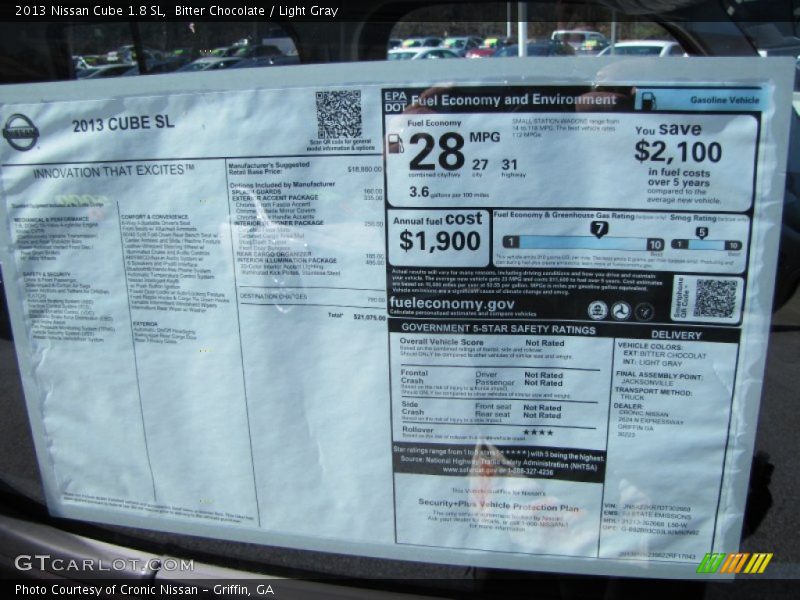  2013 Cube 1.8 SL Window Sticker