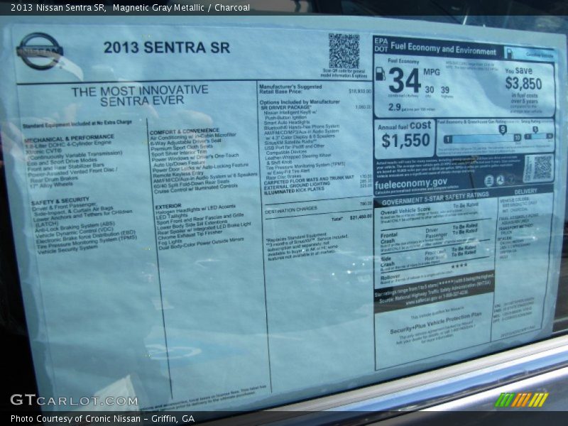  2013 Sentra SR Window Sticker