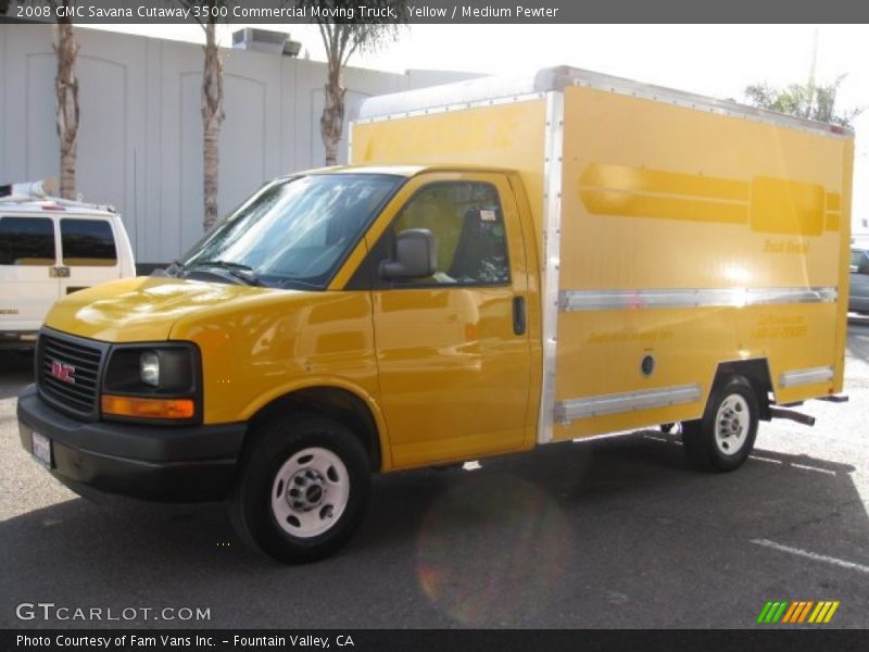 Yellow / Medium Pewter 2008 GMC Savana Cutaway 3500 Commercial Moving Truck