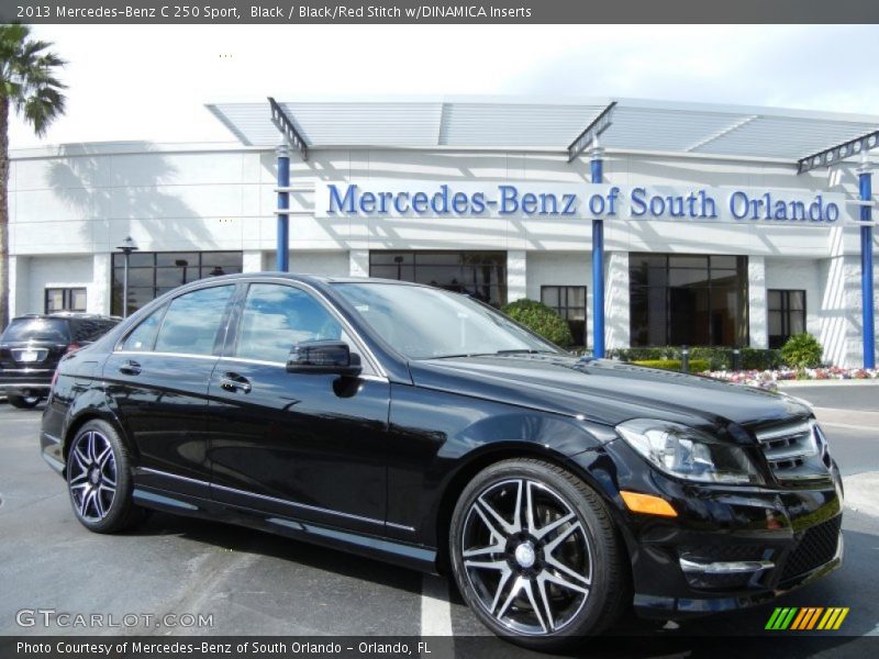 Black / Black/Red Stitch w/DINAMICA Inserts 2013 Mercedes-Benz C 250 Sport