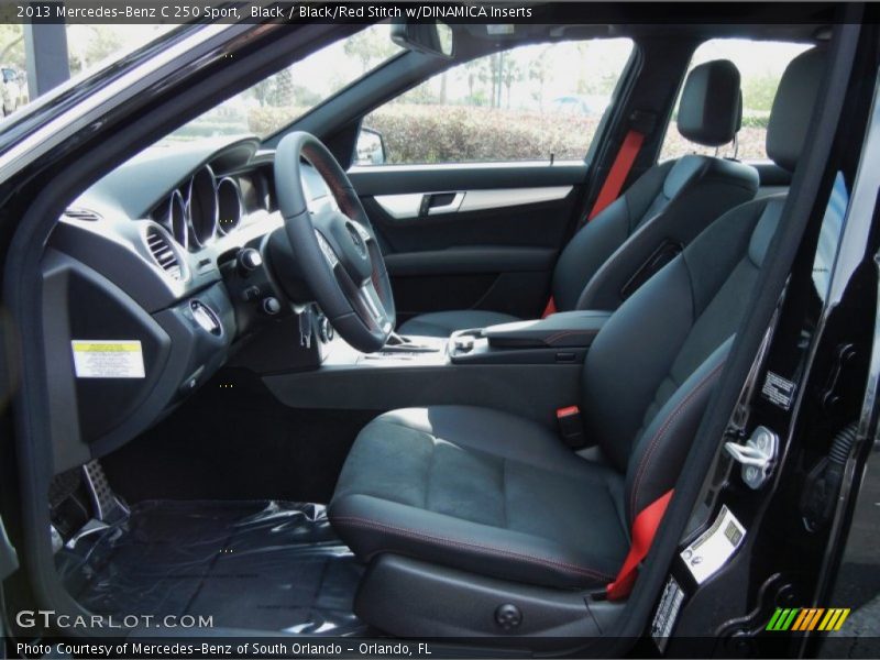 Black / Black/Red Stitch w/DINAMICA Inserts 2013 Mercedes-Benz C 250 Sport