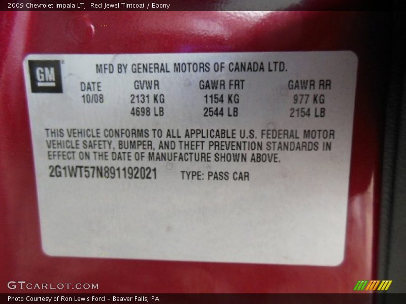 Red Jewel Tintcoat / Ebony 2009 Chevrolet Impala LT