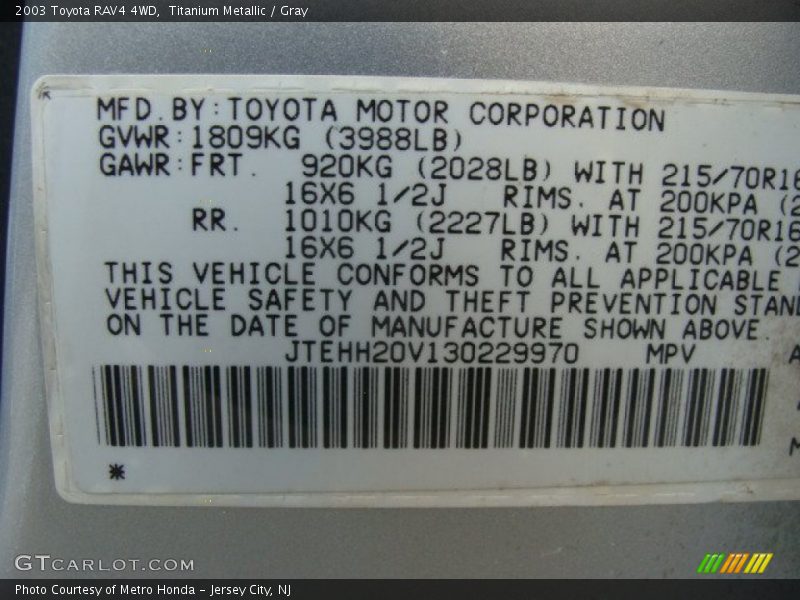 Titanium Metallic / Gray 2003 Toyota RAV4 4WD
