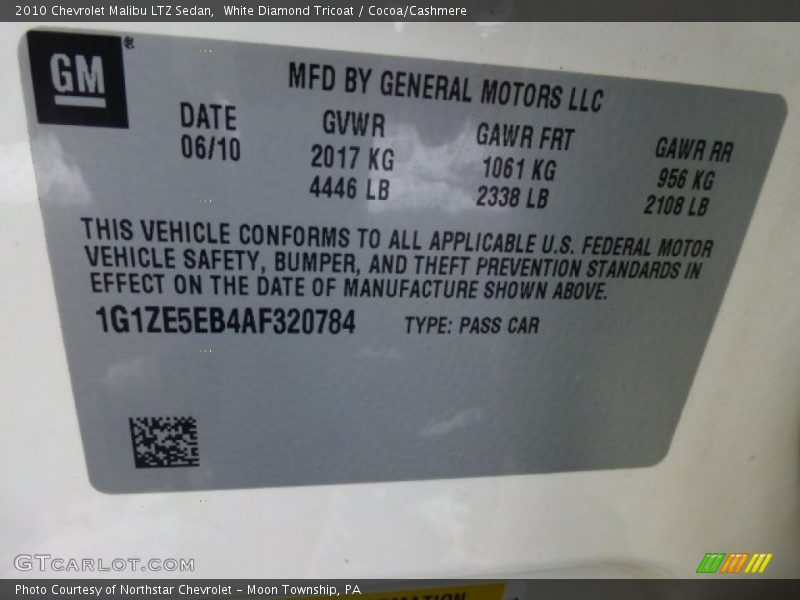 White Diamond Tricoat / Cocoa/Cashmere 2010 Chevrolet Malibu LTZ Sedan