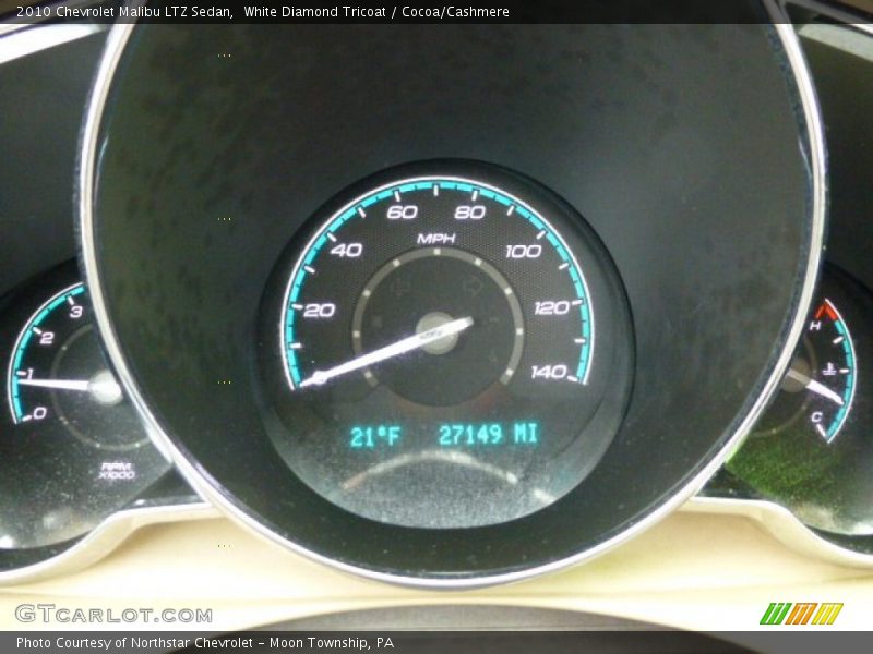 White Diamond Tricoat / Cocoa/Cashmere 2010 Chevrolet Malibu LTZ Sedan