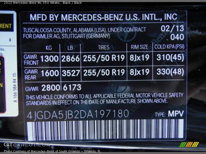 Black / Black 2013 Mercedes-Benz ML 350 4Matic