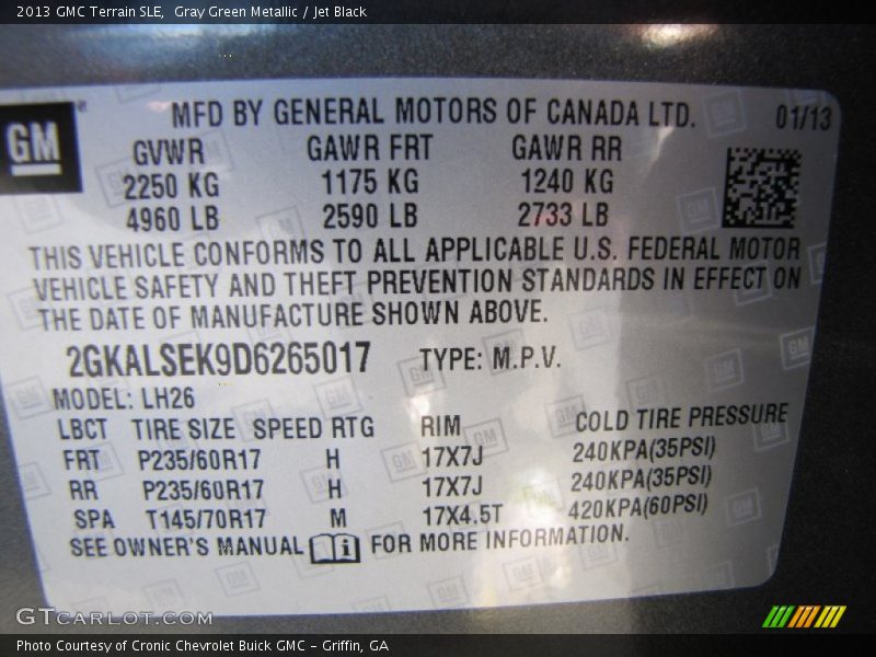 Gray Green Metallic / Jet Black 2013 GMC Terrain SLE
