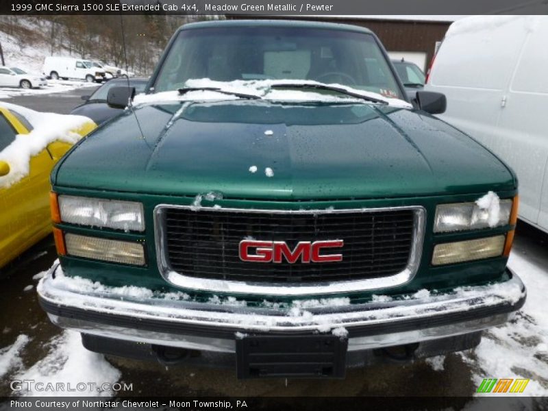 Meadow Green Metallic / Pewter 1999 GMC Sierra 1500 SLE Extended Cab 4x4