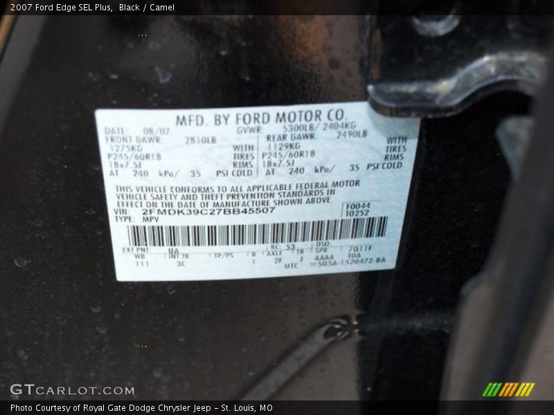 Black / Camel 2007 Ford Edge SEL Plus