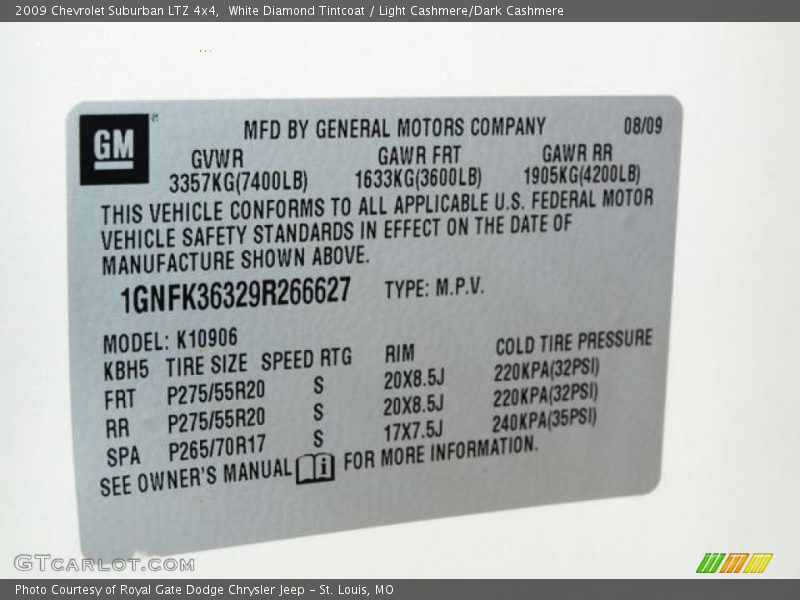 White Diamond Tintcoat / Light Cashmere/Dark Cashmere 2009 Chevrolet Suburban LTZ 4x4