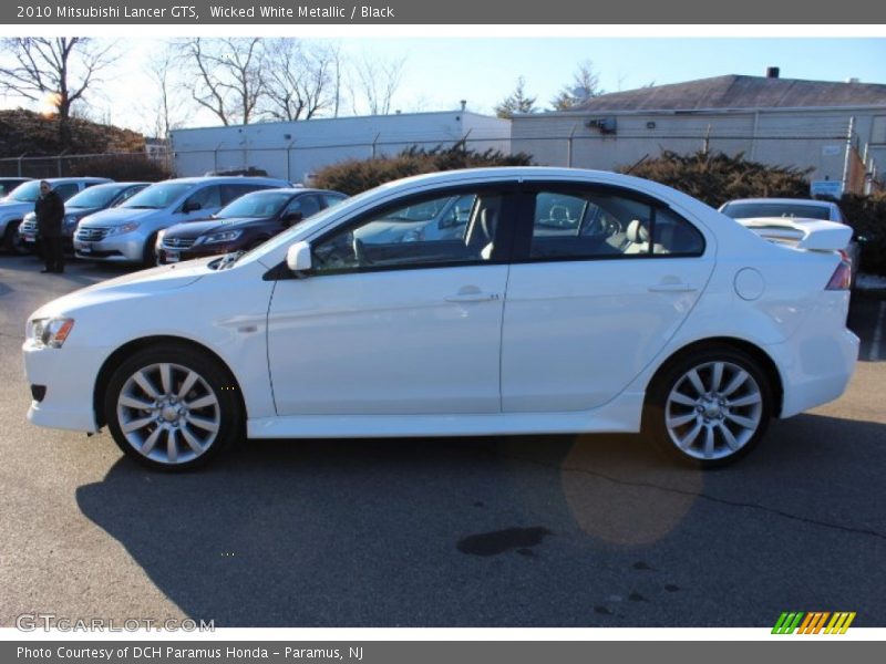 Wicked White Metallic / Black 2010 Mitsubishi Lancer GTS