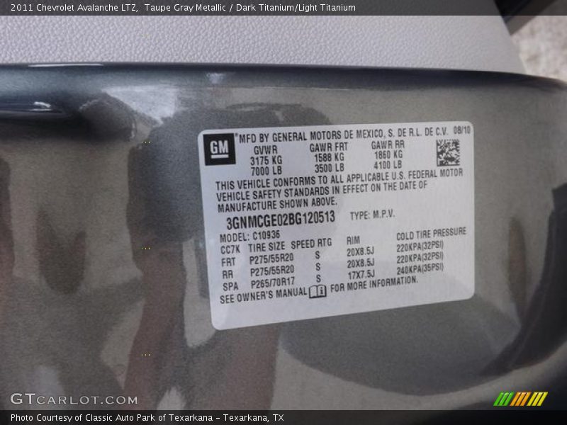Taupe Gray Metallic / Dark Titanium/Light Titanium 2011 Chevrolet Avalanche LTZ