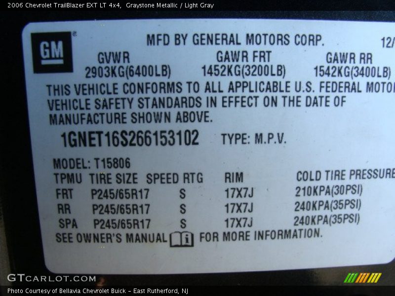 Graystone Metallic / Light Gray 2006 Chevrolet TrailBlazer EXT LT 4x4