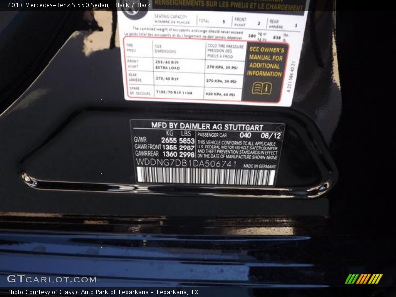 Black / Black 2013 Mercedes-Benz S 550 Sedan