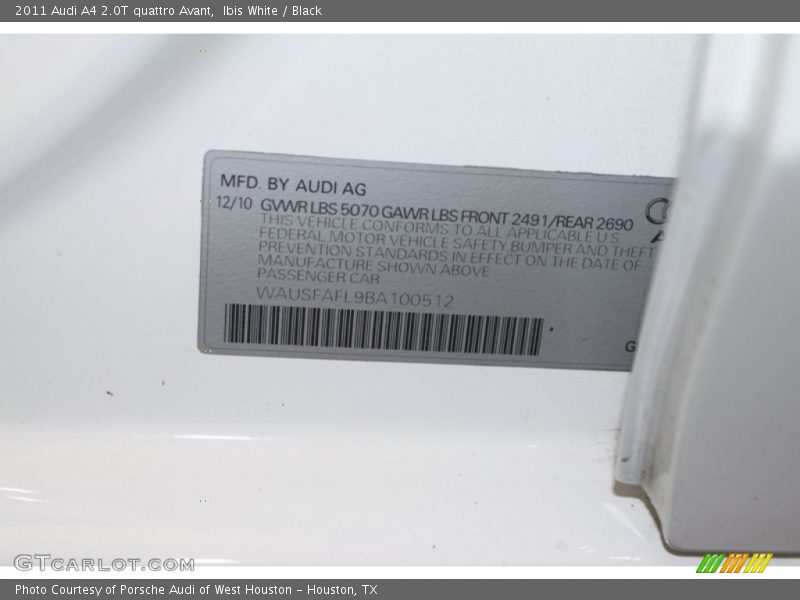 Ibis White / Black 2011 Audi A4 2.0T quattro Avant