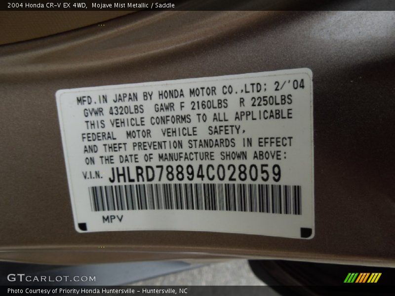Mojave Mist Metallic / Saddle 2004 Honda CR-V EX 4WD