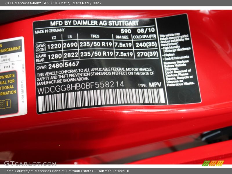 Mars Red / Black 2011 Mercedes-Benz GLK 350 4Matic