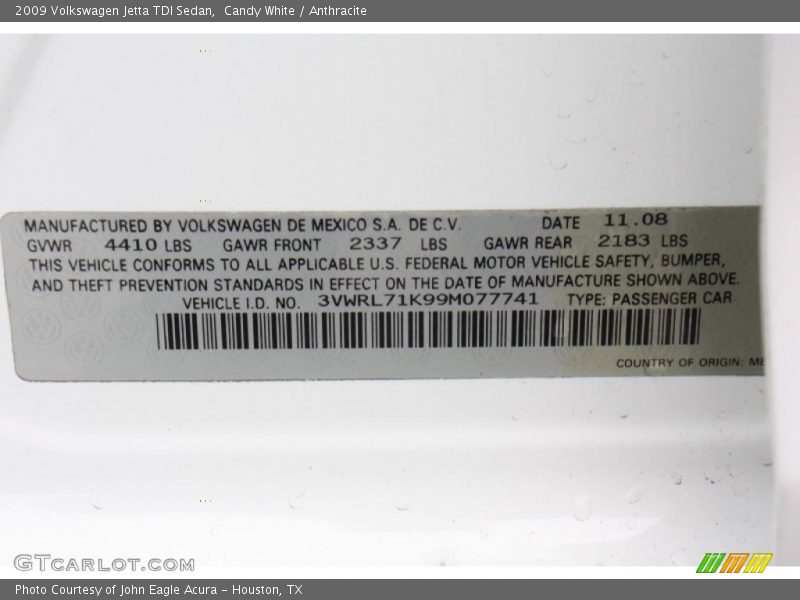 Candy White / Anthracite 2009 Volkswagen Jetta TDI Sedan