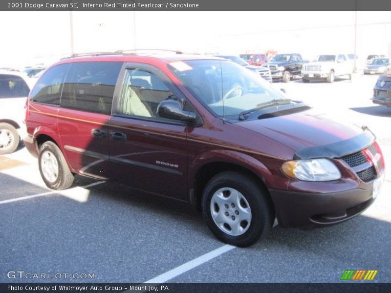 Inferno Red Tinted Pearlcoat / Sandstone 2001 Dodge Caravan SE