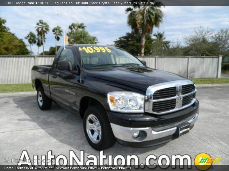 Brilliant Black Crystal Pearl / Medium Slate Gray 2007 Dodge Ram 1500 SLT Regular Cab