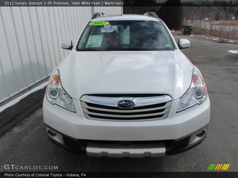 Satin White Pearl / Warm Ivory 2012 Subaru Outback 3.6R Premium
