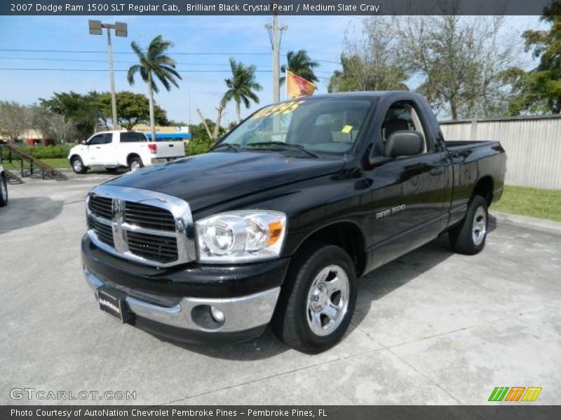 Brilliant Black Crystal Pearl / Medium Slate Gray 2007 Dodge Ram 1500 SLT Regular Cab