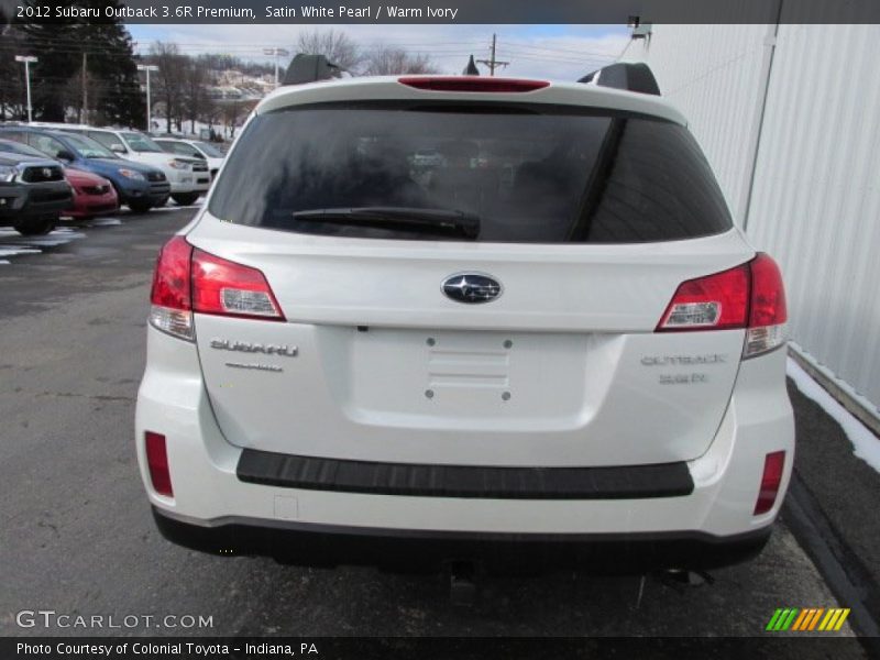 Satin White Pearl / Warm Ivory 2012 Subaru Outback 3.6R Premium