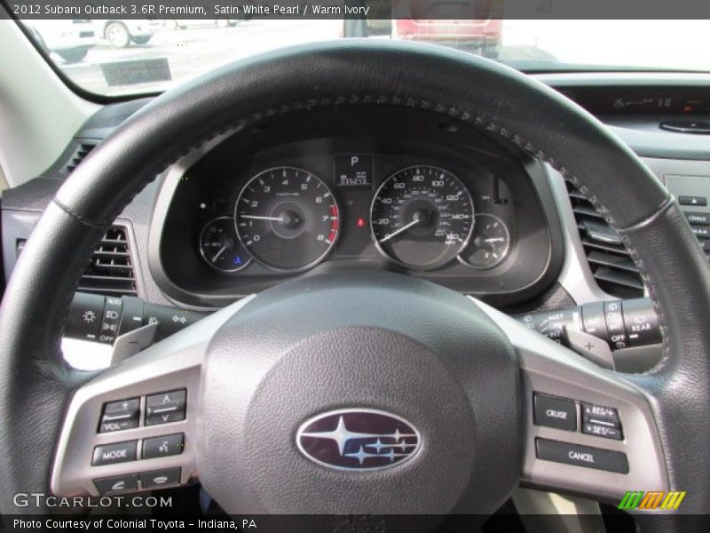 Satin White Pearl / Warm Ivory 2012 Subaru Outback 3.6R Premium