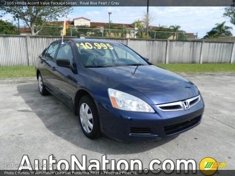 Royal Blue Pearl / Gray 2006 Honda Accord Value Package Sedan