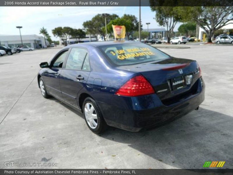 Royal Blue Pearl / Gray 2006 Honda Accord Value Package Sedan