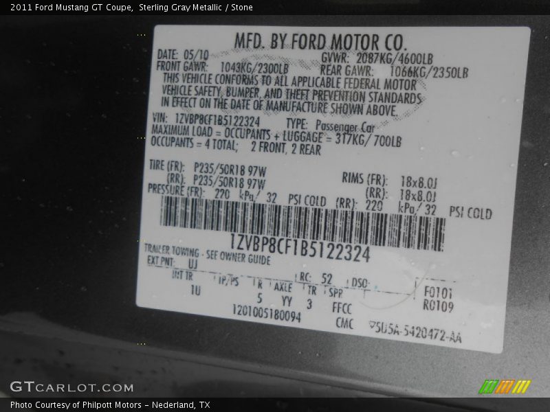 Sterling Gray Metallic / Stone 2011 Ford Mustang GT Coupe