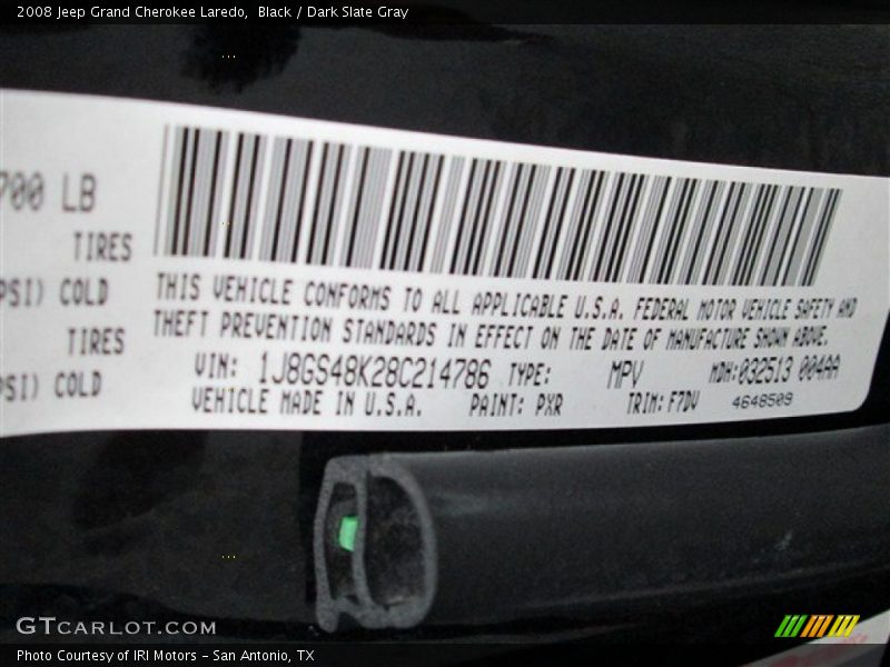 Black / Dark Slate Gray 2008 Jeep Grand Cherokee Laredo