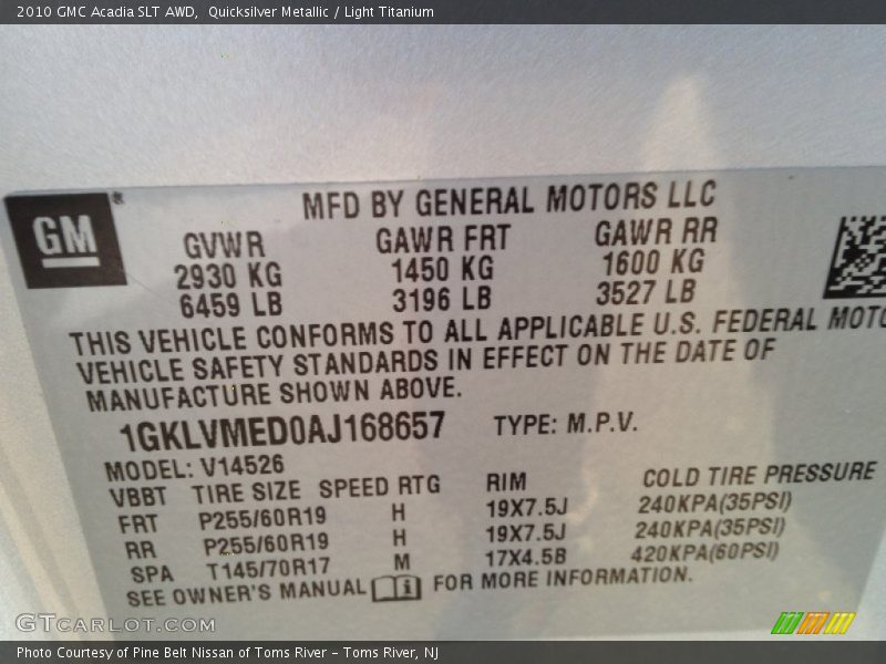 Quicksilver Metallic / Light Titanium 2010 GMC Acadia SLT AWD