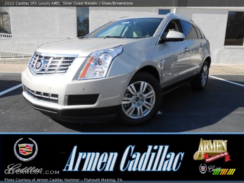 Silver Coast Metallic / Shale/Brownstone 2013 Cadillac SRX Luxury AWD