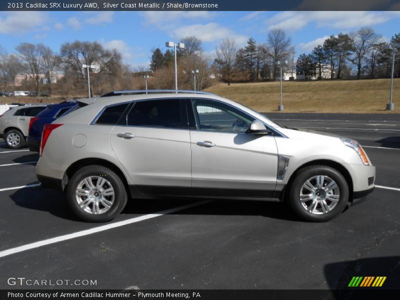 Silver Coast Metallic / Shale/Brownstone 2013 Cadillac SRX Luxury AWD