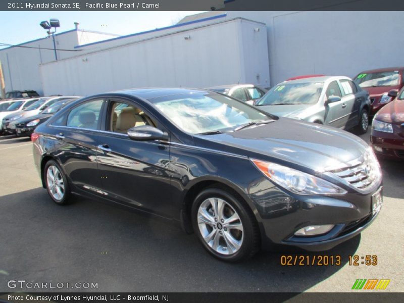 Pacific Blue Pearl / Camel 2011 Hyundai Sonata SE